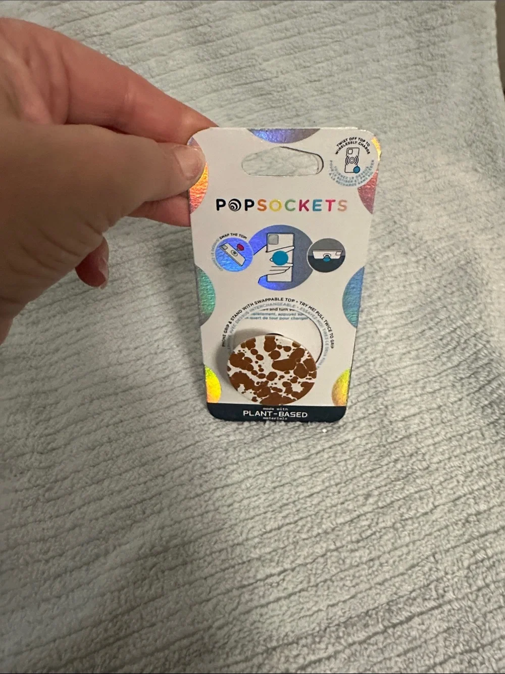 PopSocket PopGrip Phone Grip Brown Speckle Design NWT